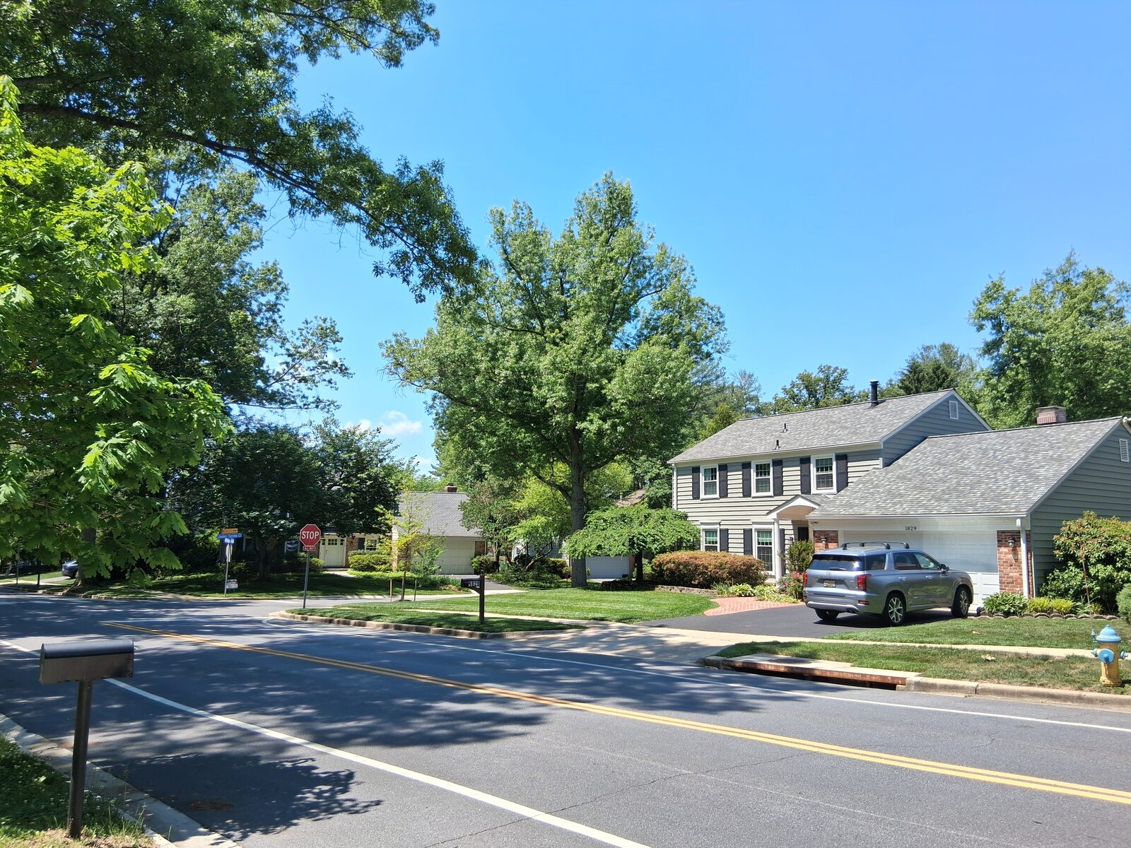 Residential street near James Spring Court in Fallsmead, Rockville
